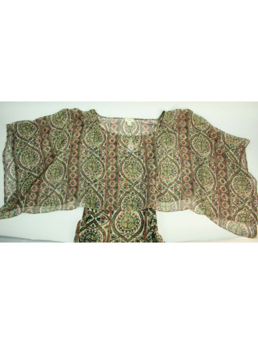 Tiny Anthropologie Womens Sz S Floral Knit Tank w/Silk Cape Sleeve Shirt blouse - Picture 5 of 8